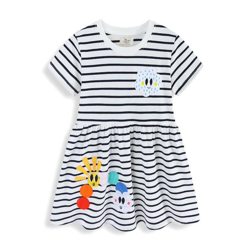 Mädchen Freizeitkleid mit niedlichen tierischen Applikationen EB