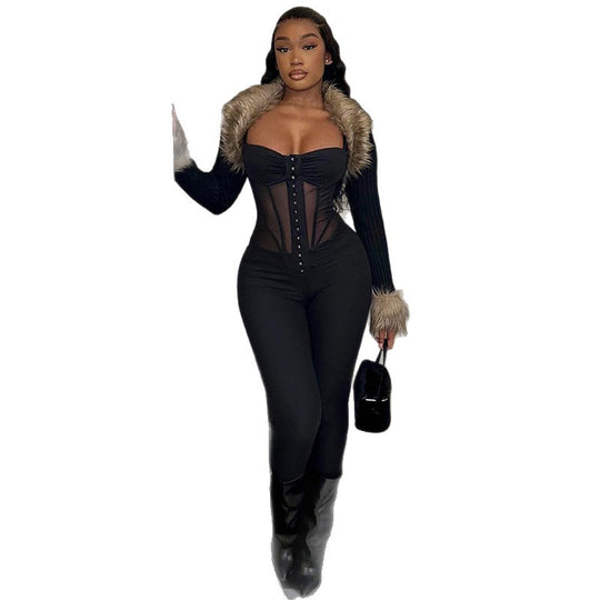 Damen Eleganter Body mit durchsichtigen Einsätzen und figurformendem Schnitt EB