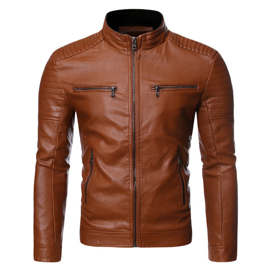 Herren Bikerjacke aus hochwertigem mit Reißverschlusstaschen EB