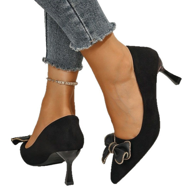 Damen elegante Pumps mit modischer Schleifen-Applikation EB
