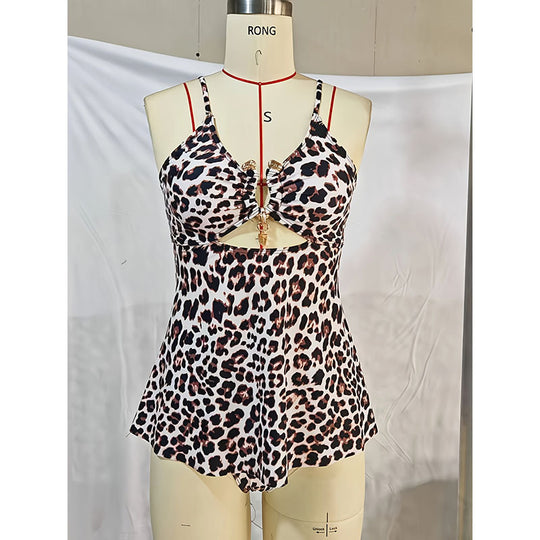 Damen Einteiler Badeanzug mit modischem Cut-Out und dekorativen Details EB