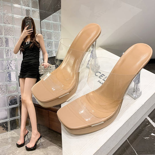Damen elegante transparente High Heel Sandalen EB