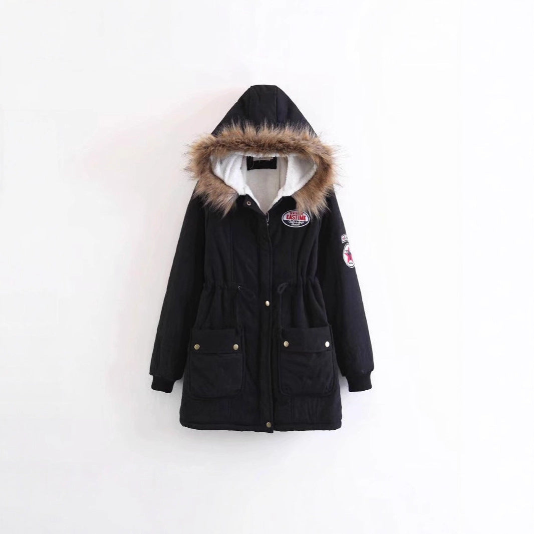 Damen Langer Utility-Parka mit Teddyfutter, Kapuze mit Kunstfell und Kordelzug EB