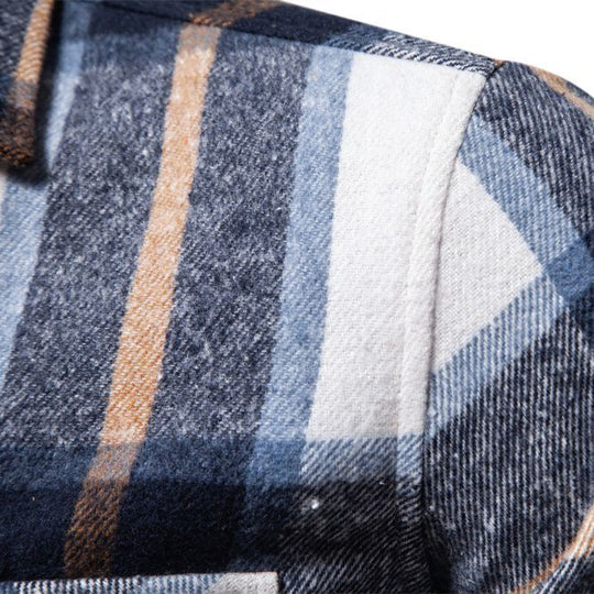 Herren kariertes Flanellhemd mit zwei Brusttaschen EB