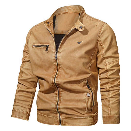 Herren Jeansblouson im Aviator‑Style mit Vintage‑Waschung und Reißverschlusstaschen EB