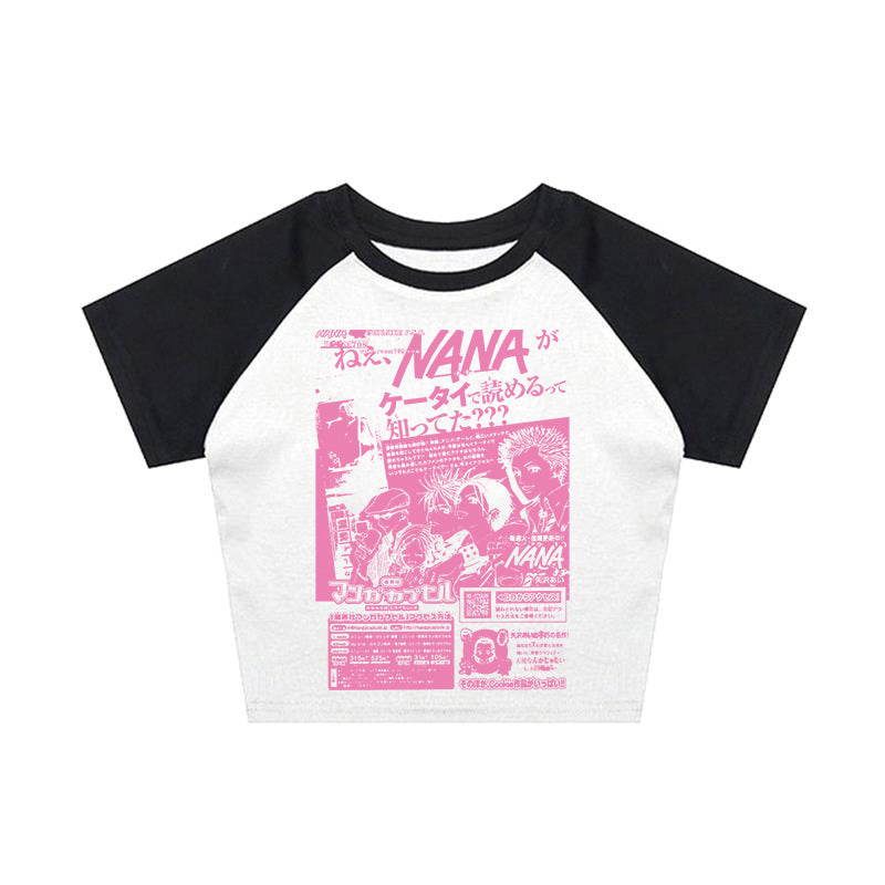 Damen Crop-Top mit kreativem grafischen Druck EB
