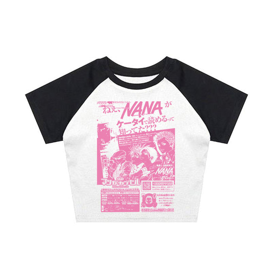 Damen Crop-Top mit kreativem grafischen Druck EB