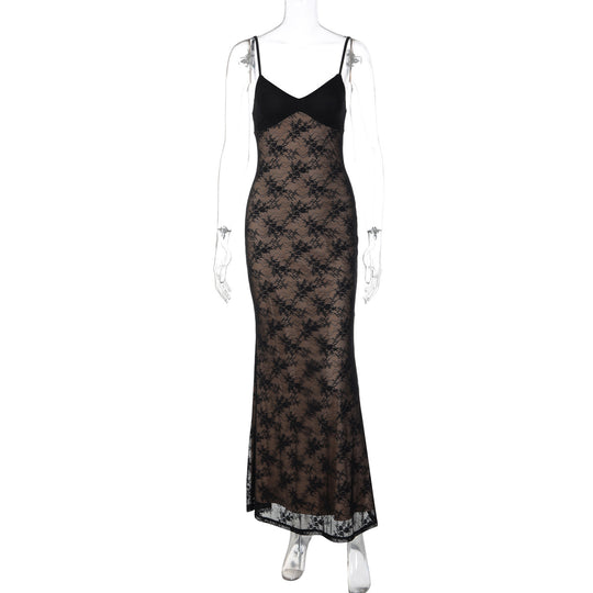 Damen Spitzen-Maxisommerkleid EB