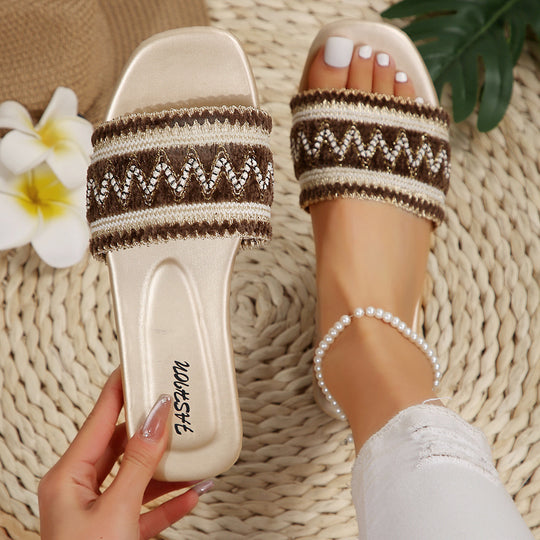 Damen modische Riemchen-Sandalen mit dekorativem Detail EB