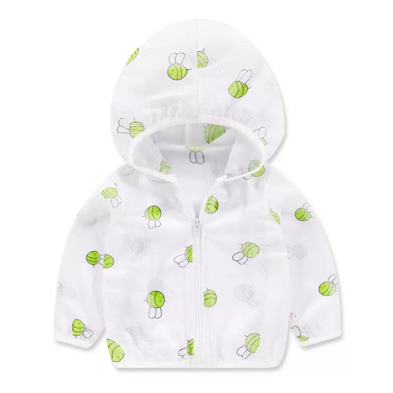 Unisex nan leichte kapuzen mesh sonnenschutzjacke mit süßem bärendruck EB
