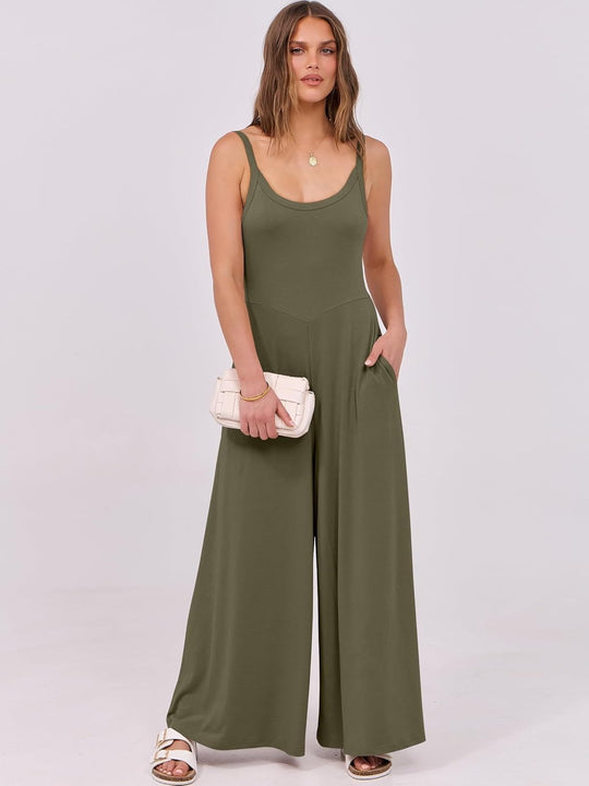 Damen eleganter Jumpsuit mit weitem Bein und komfortablem Schnitt EB