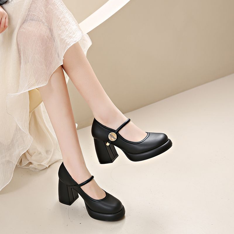 Damen Mary Jane Blockabsatz Schuhe mit eleganter Schnalle EB