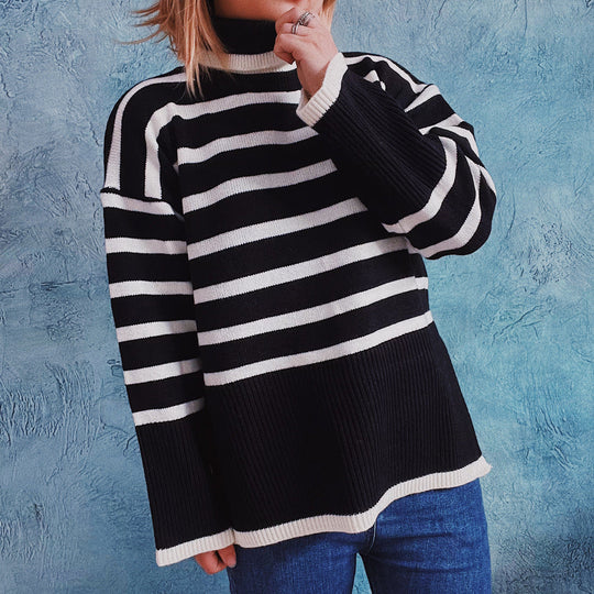 EB | Gestreifter Strickpullover für Herbst & Winter