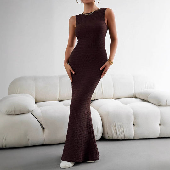 Damen figurbetontes Maxikleid mit elegantem Strukturdesign EB