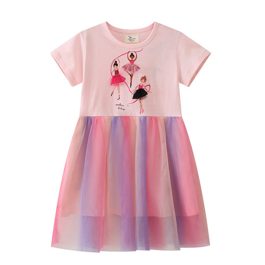 Mädchen Tüllkleid mit Ballerina-Motiv EB