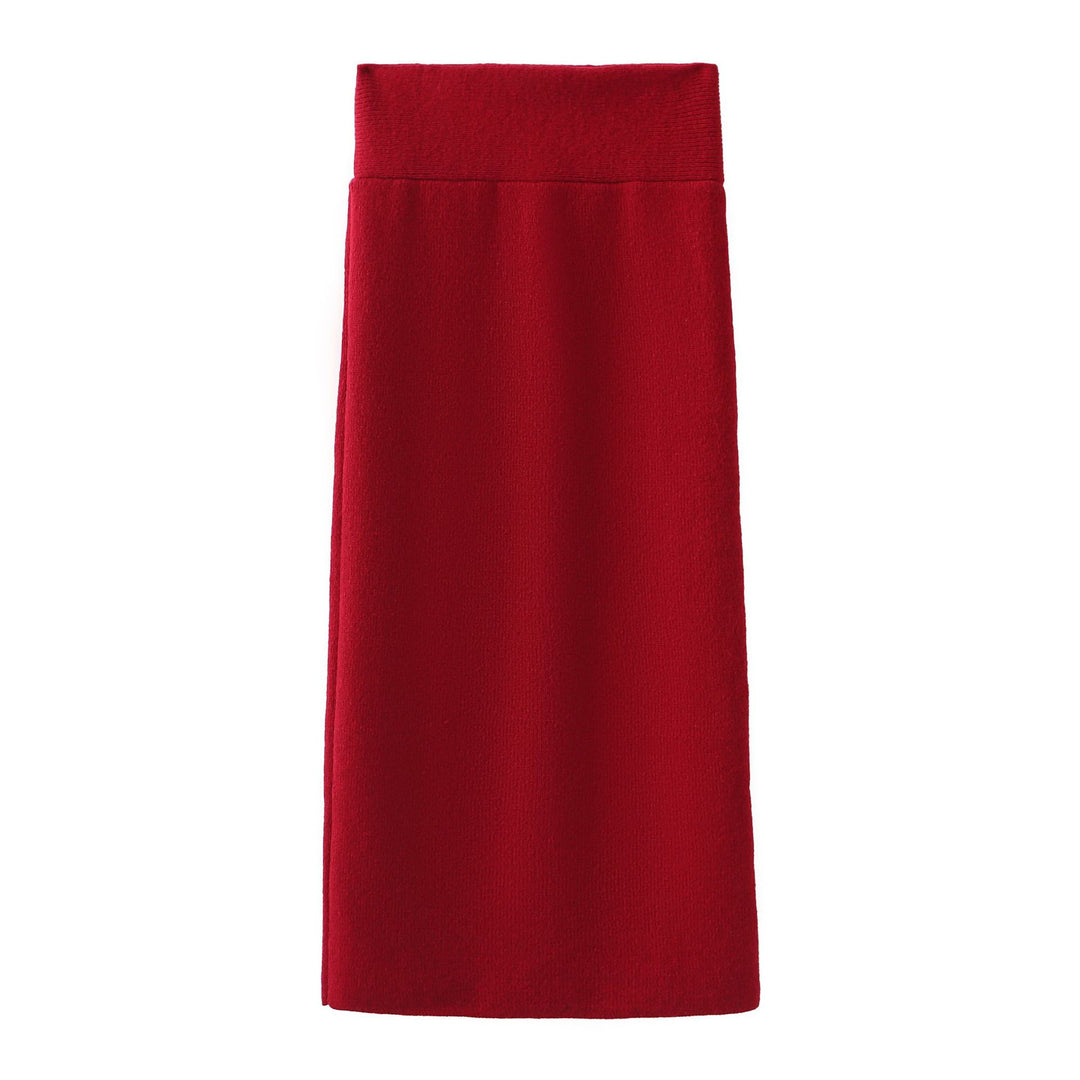 Damen Strick-Maxikleid mit Off-Shoulder-Ausschnitt und voluminösen Ärmeln EB