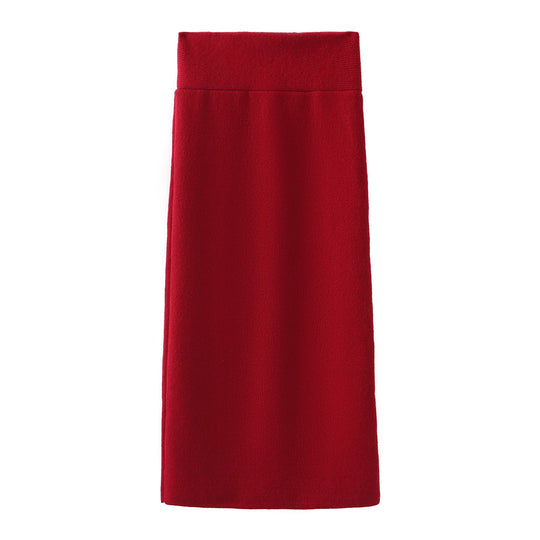 Damen Strick-Maxikleid mit Off-Shoulder-Ausschnitt und voluminösen Ärmeln EB