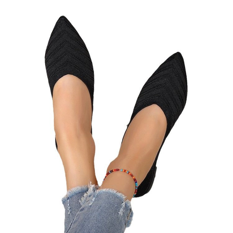 Damen elegante Mules mit hohem Schnitt und modischem Strickdesign EB