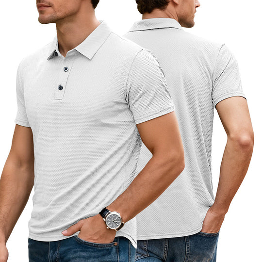 Herren nan strukturiertes Mikrojacquard-Poloshirt mit schlanker Passform und elastischem Komfortstretch EB