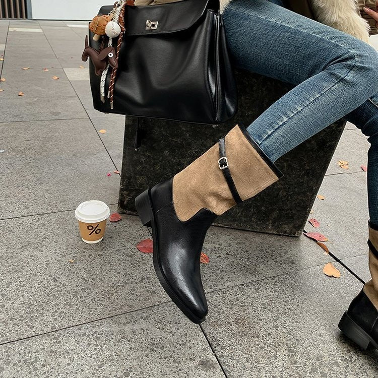 Damen modische Stiefel mit variabler Schaftbreite und bequemem Innenfutter EB