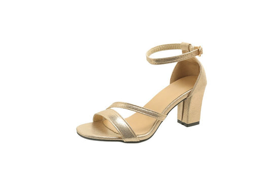Damen elegante Sandaletten mit breiten Riemen und modischem Blockabsatz EB