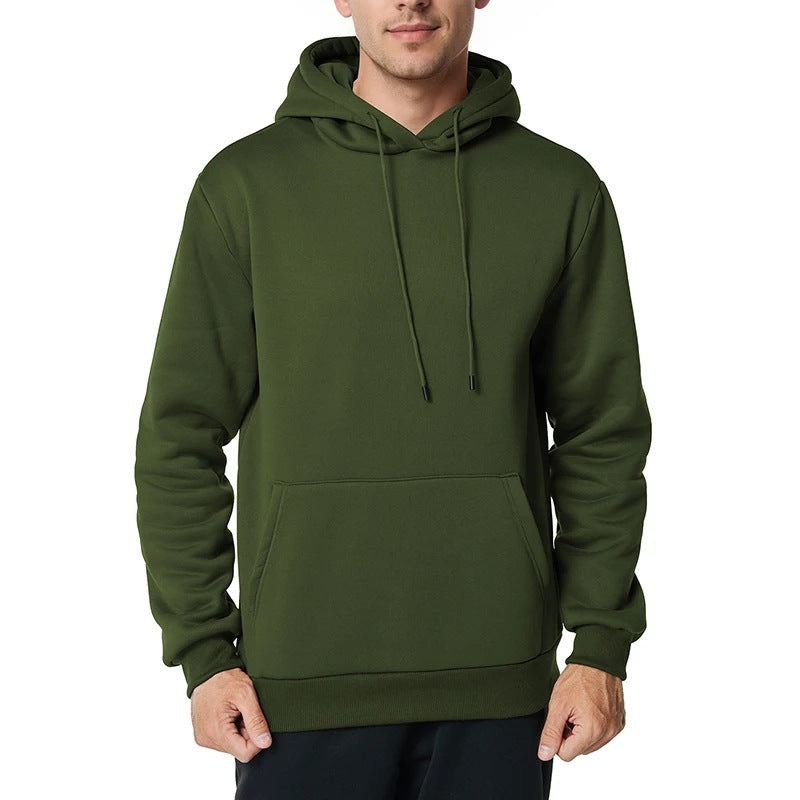 Herren nan minimalistischer Kapuzenpullover mit weichem Fleece-Innenfutter und Kängurutasche EB