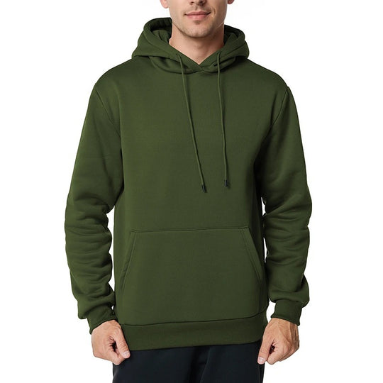 Herren nan minimalistischer Kapuzenpullover mit weichem Fleece-Innenfutter und Kängurutasche EB