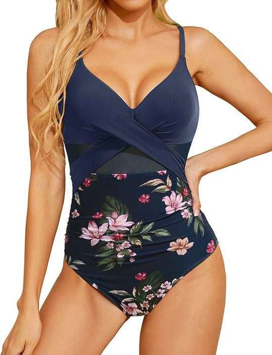 Damen Hochwertiger Einteiler Badeanzug mit trendigen Cut-Out-Details EB