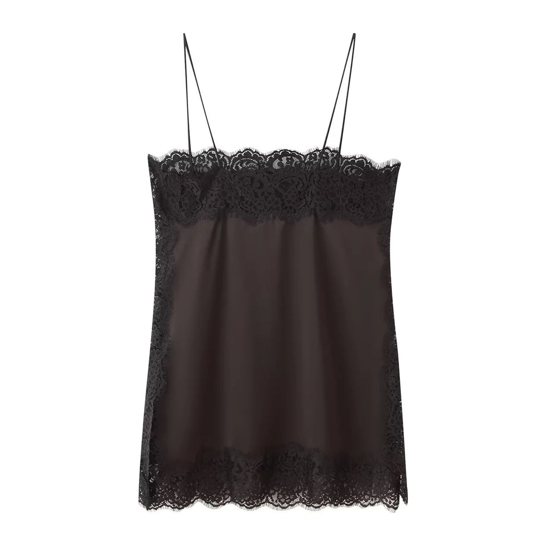 Damen elegante Satin-Hosen mit Spitzenakzenten EB