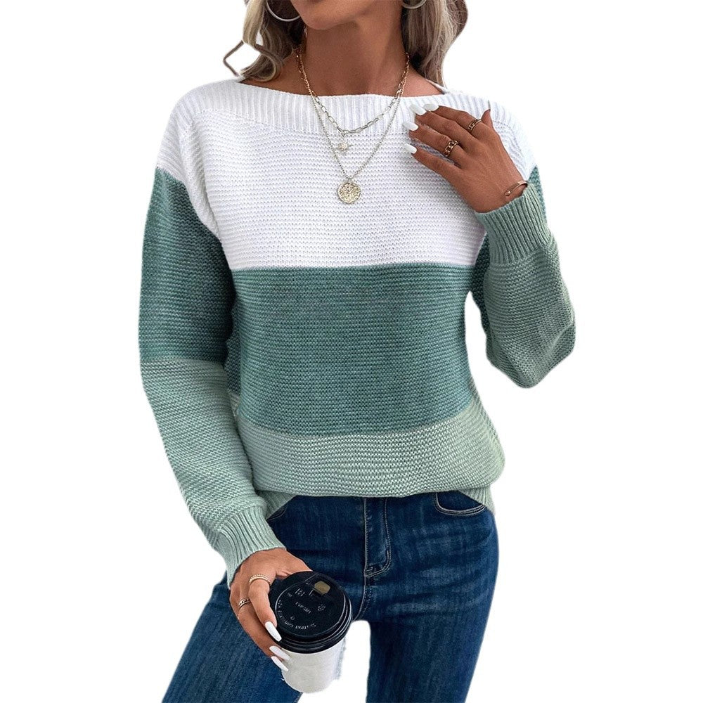 Damen Strickpullover mit moderner Farbblockgestaltung EB
