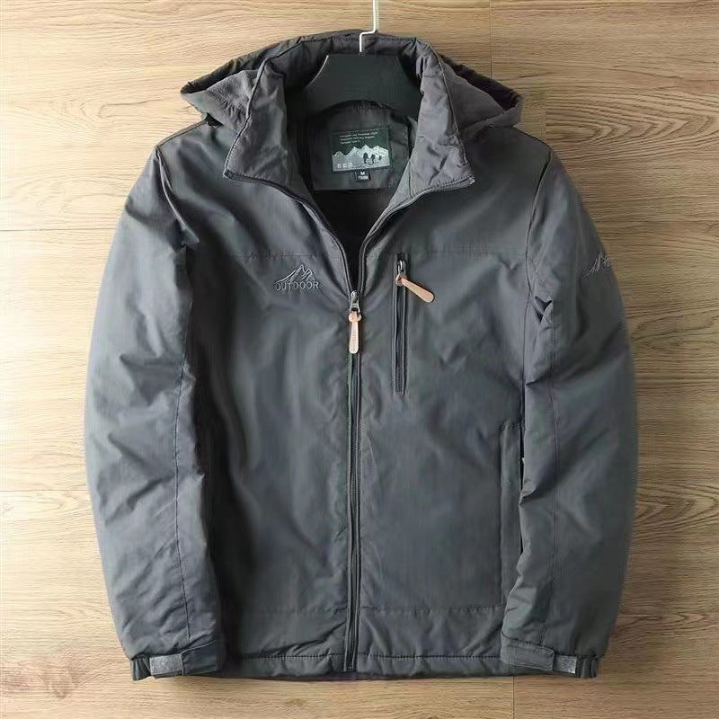 Herren nan wasserabweisende isolierte Allwetter-Trekkingjacke mit verstellbarer Kapuze und verdeckter Brusttasche EB