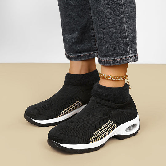 Damen High-Top Sport-Sneaker mit atmungsaktivem Strickoberteil und isolierendem Futter EB