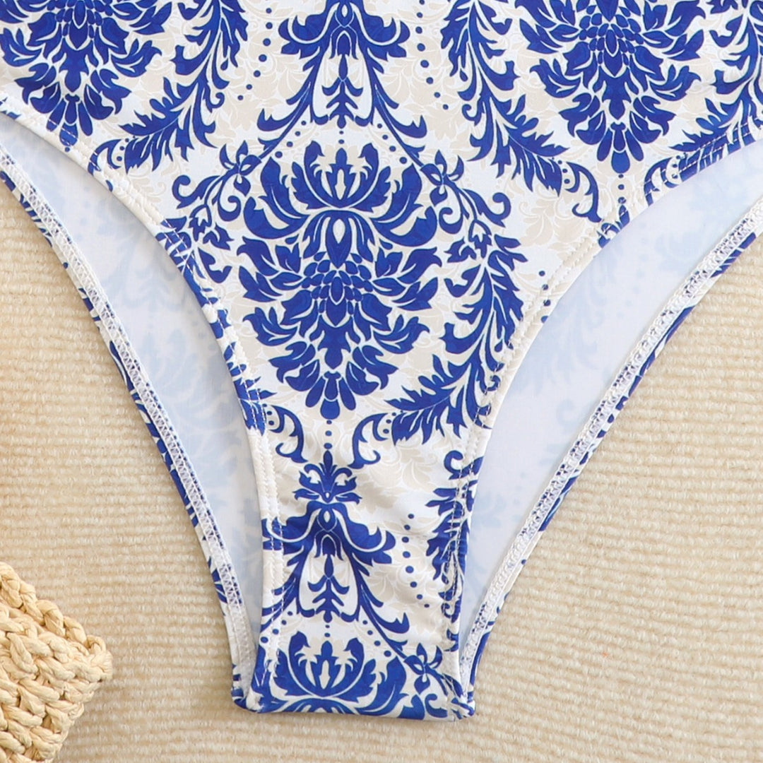 Damen eleganter Einteiler Badeanzug mit romantischem Blumenmuster EB