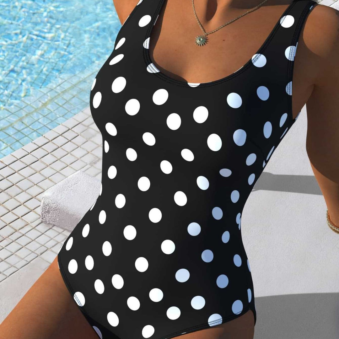 Damen einteiliger Badeanzug mit modischem Punktdesign und komfortablem Schnitt EB