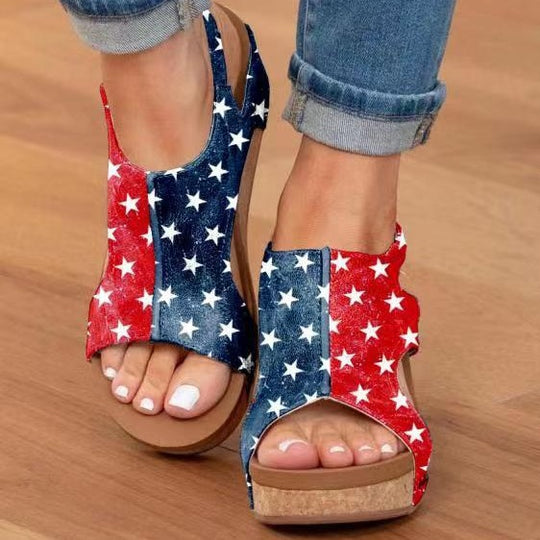 Damen Wedge-Sandalen mit elastischem Riemen und anatomischer Fußbettgestaltung EB