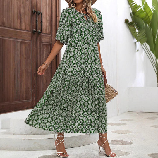Damen Freizeit Maxikleid mit einzigartigem Mustermix Heidi-Mode