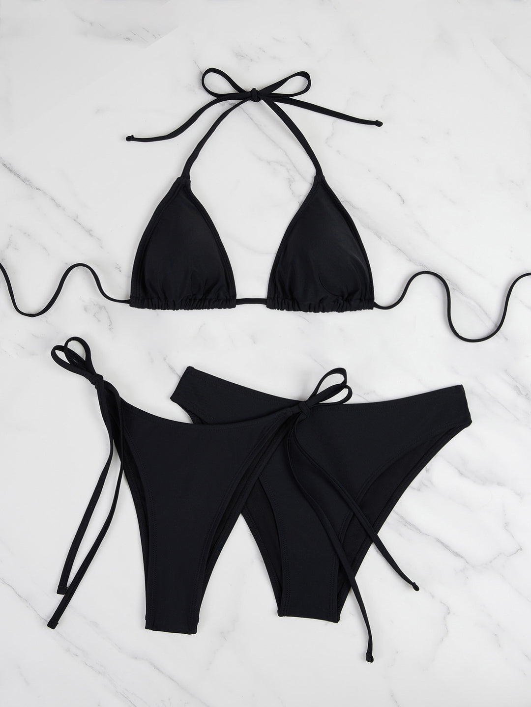 Damen Triangel-Bikini mit anpassbaren Bändern und hohen Beinausschnitten EB