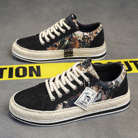 Damen lässige Baumwoll-Sneaker mit Jute-Details EB