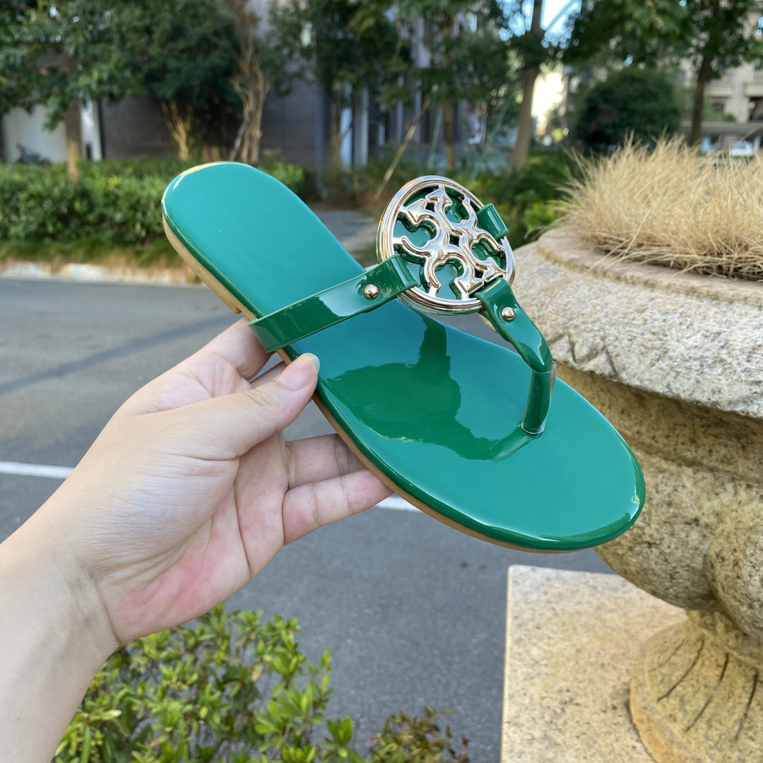 Damen Flip-Flops mit elegantem Logo-Applikation EB