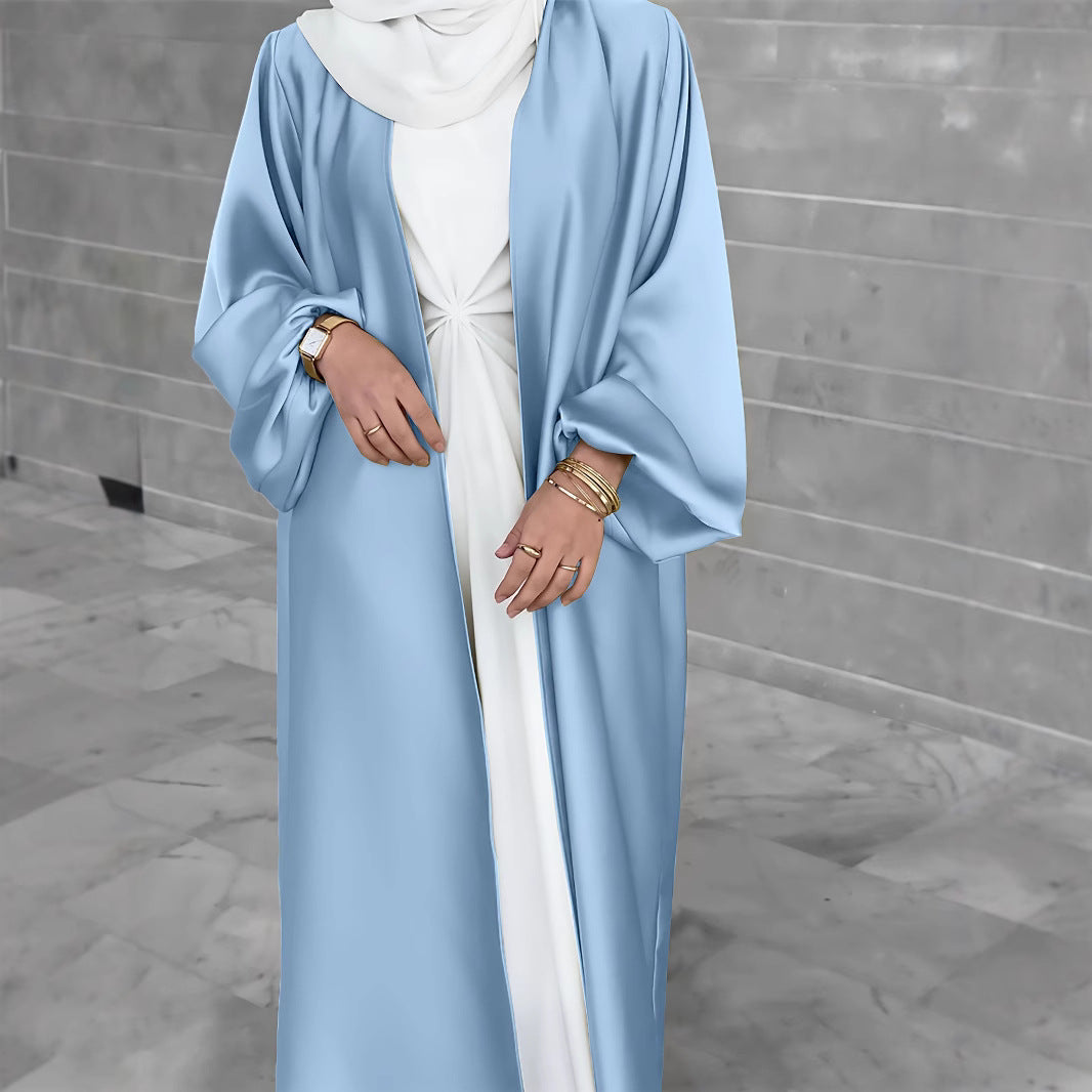 Damen Elegante Satinjacke mit weit geschnittenen Ärmeln EB