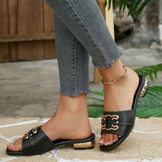 Damen modische Riemchensandalen mit luxuriöser Schmuckverzierung EB