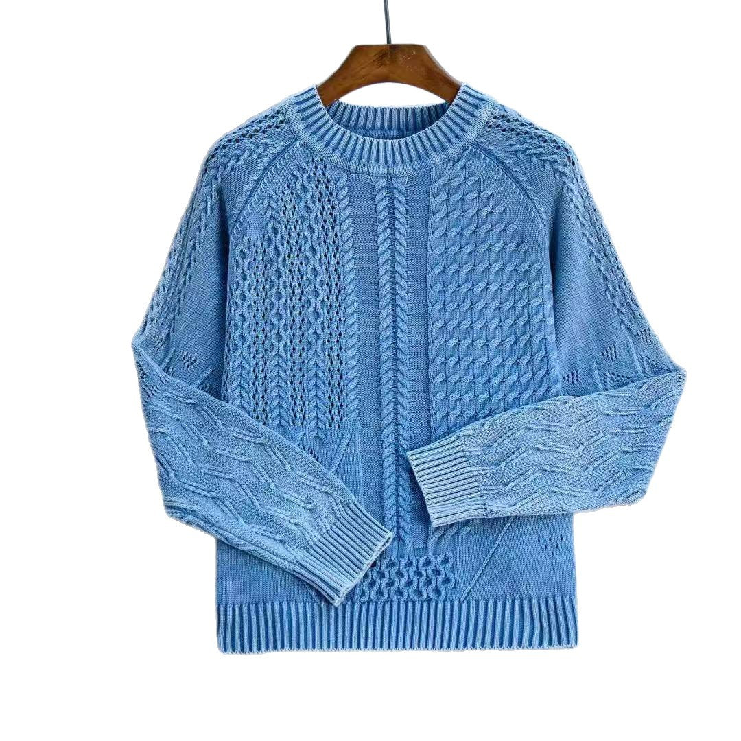 Damen Eleganter Grobstrickpullover mit kunstvollem Design EB