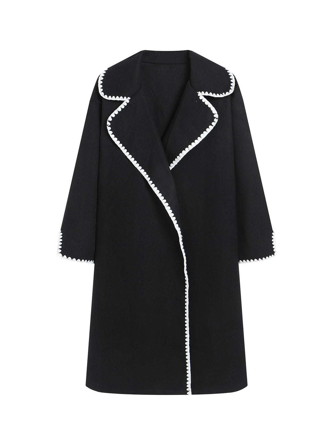 Damen eleganter Mantel mit stilvollem Umschlagkragen und kontrastierenden Ziernähten EB