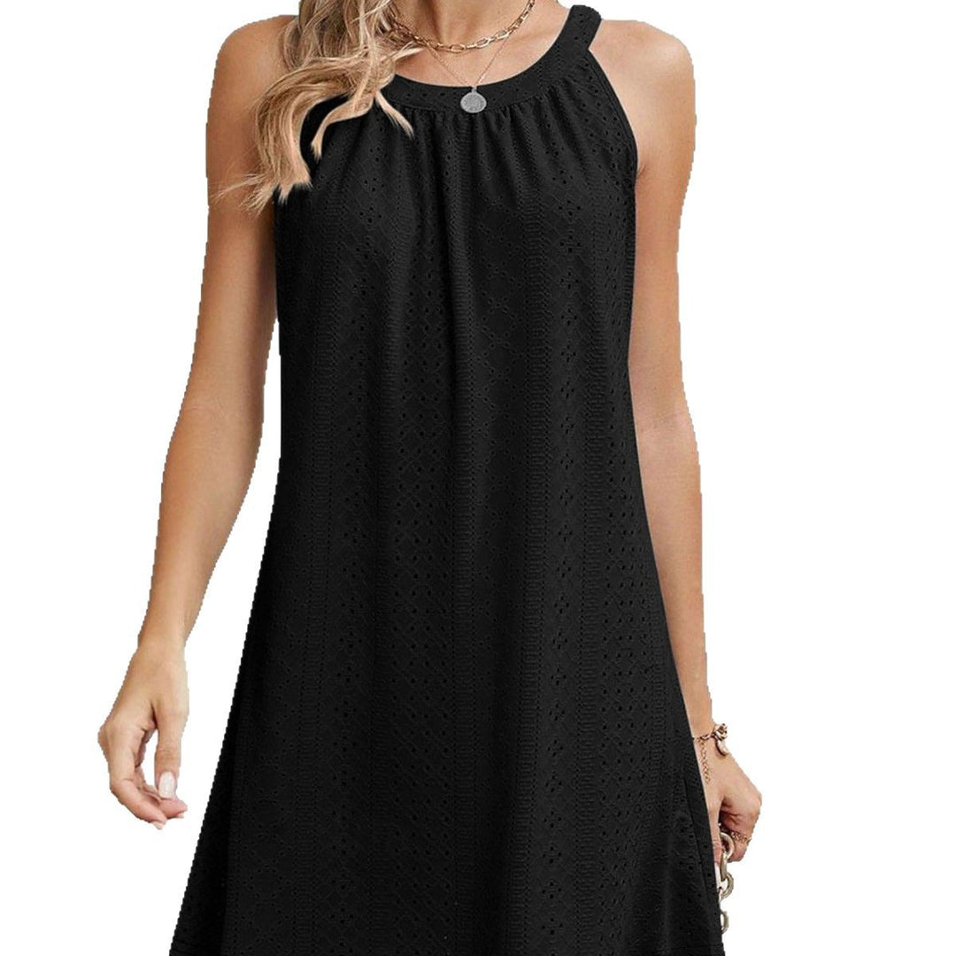 Damen lässiges Sommerkleid mit Spitzendetails und Hängeschlaufe EB
