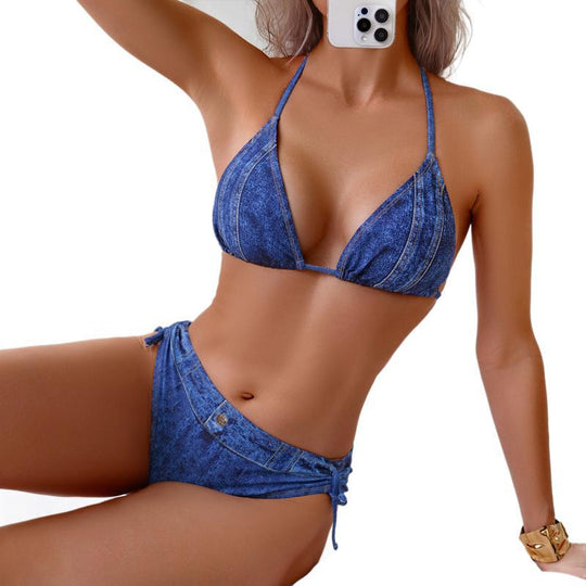 Damen Denim-Look Bikini-Set EB