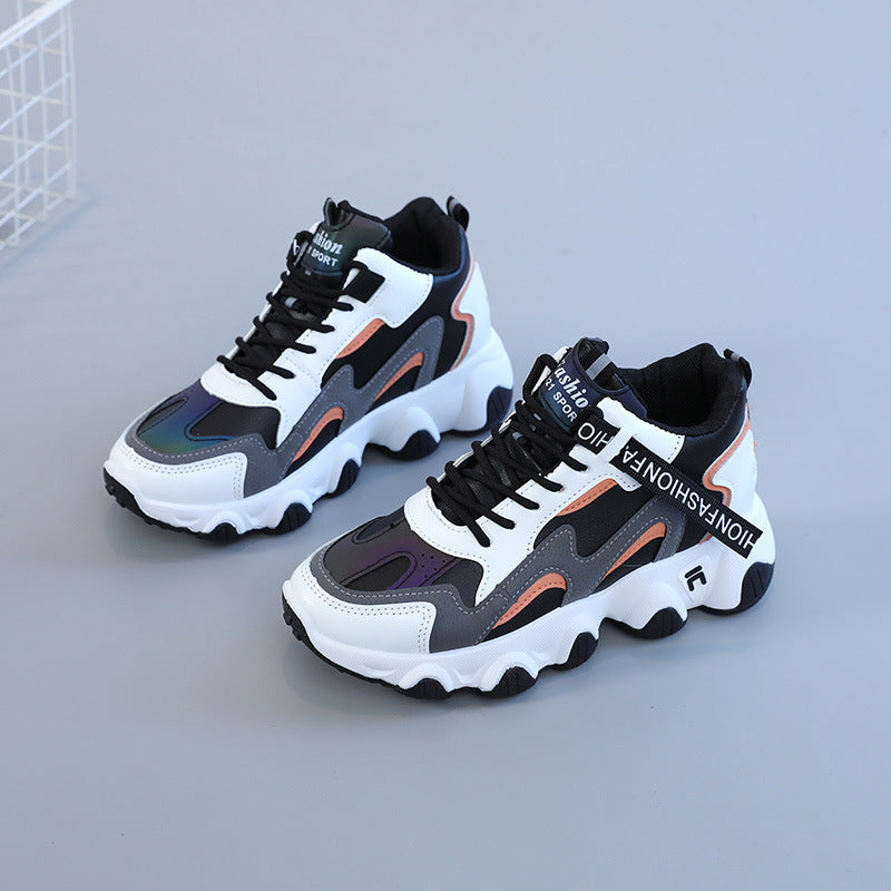 Damen sportliche Sneakers mit modischem Metallic-Design und dämpfender Sohle EB