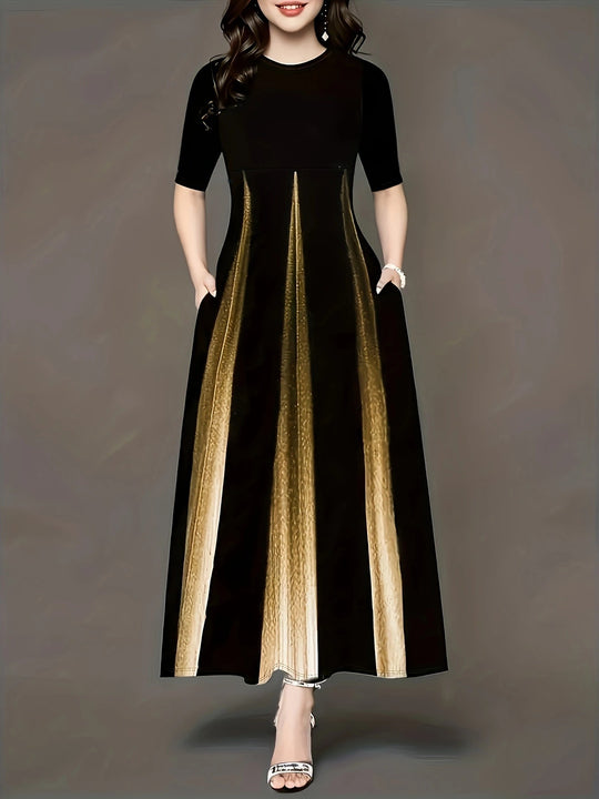 Damen Maxikleid mit modernem Farbverlauf und praktischen Seitentaschen EB