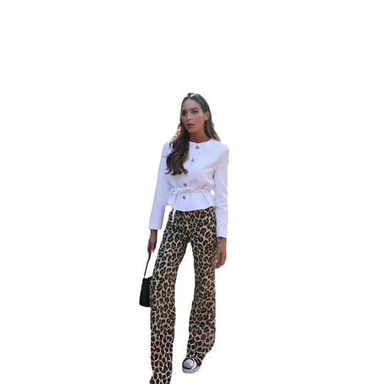 Damen modische Stoffhose mit animalischem Muster EB