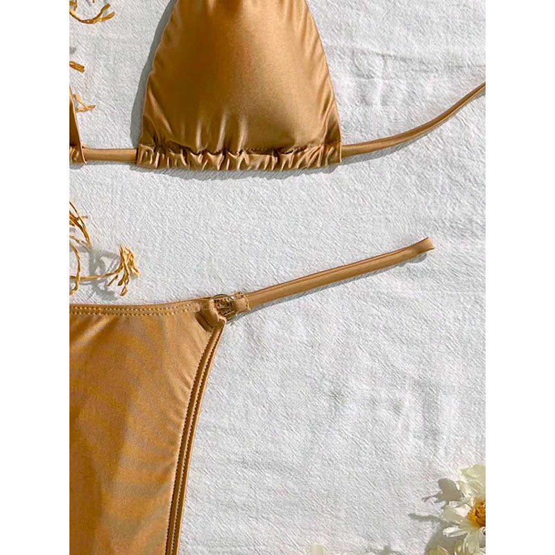 Damen Triangel-Bikini mit fransigem Detail und höherschneidender Passform EB