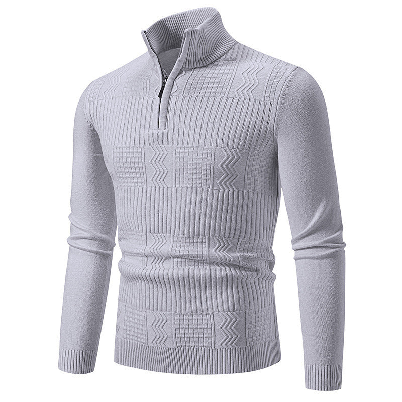 Herren Strickpullover mit modernem Stehkragen und strukturiertem Design EB